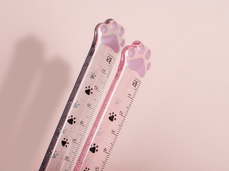 Fábrica de productos sky ko venta al por mayor cat claw ruler 15cm estudiante papelería creativa regla de medición regla de plástico transparente Specification image