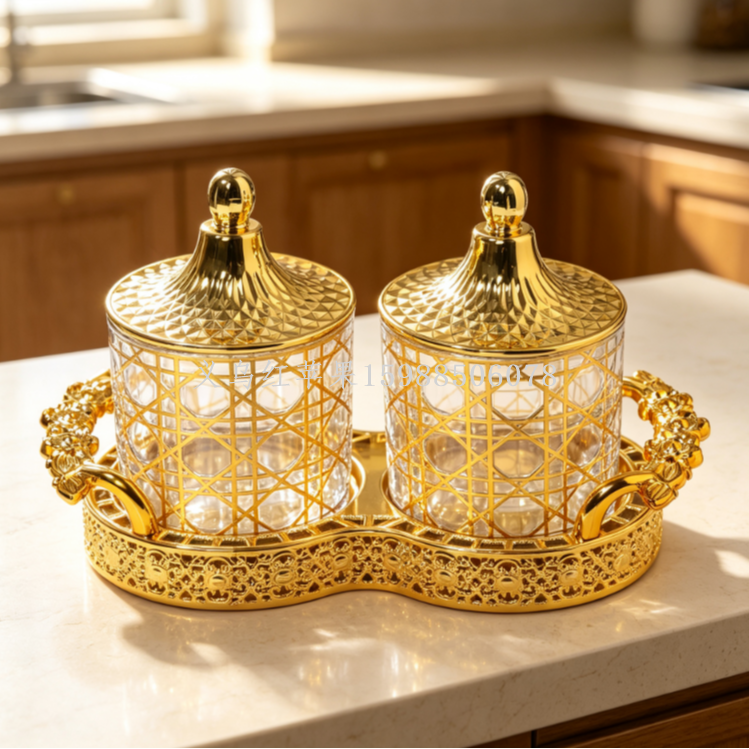 Golden double-jar ceramic decorative art piece, a blind box of Sanrio and crystal money tree decoration, a great collectible item Item Picture