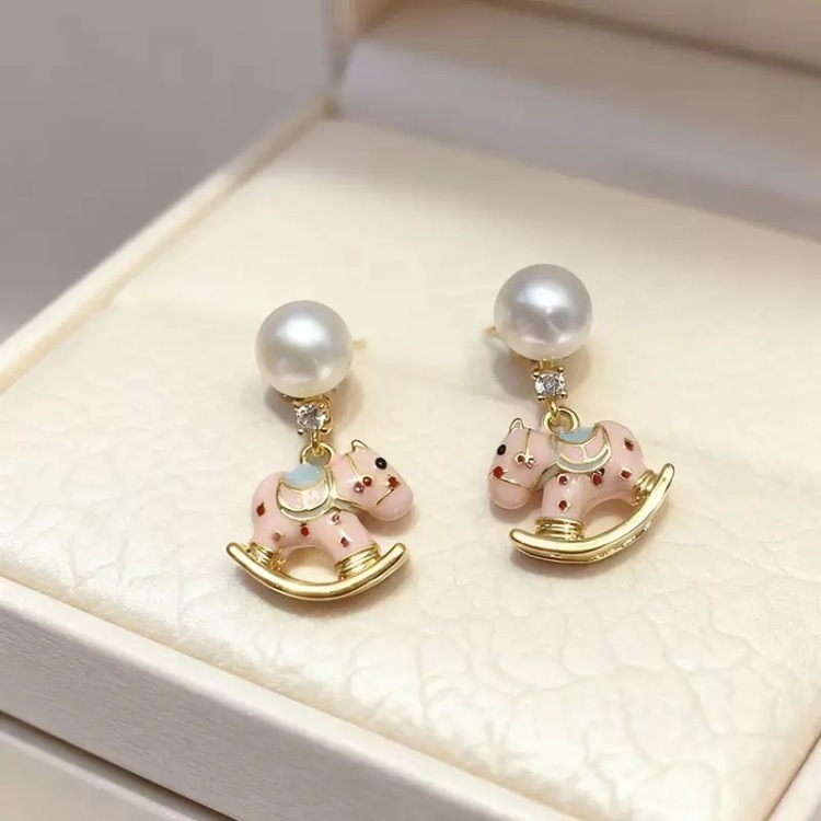 饰品/耳饰/耳环/手工米珠耳环/925耳环夸张白底实物图