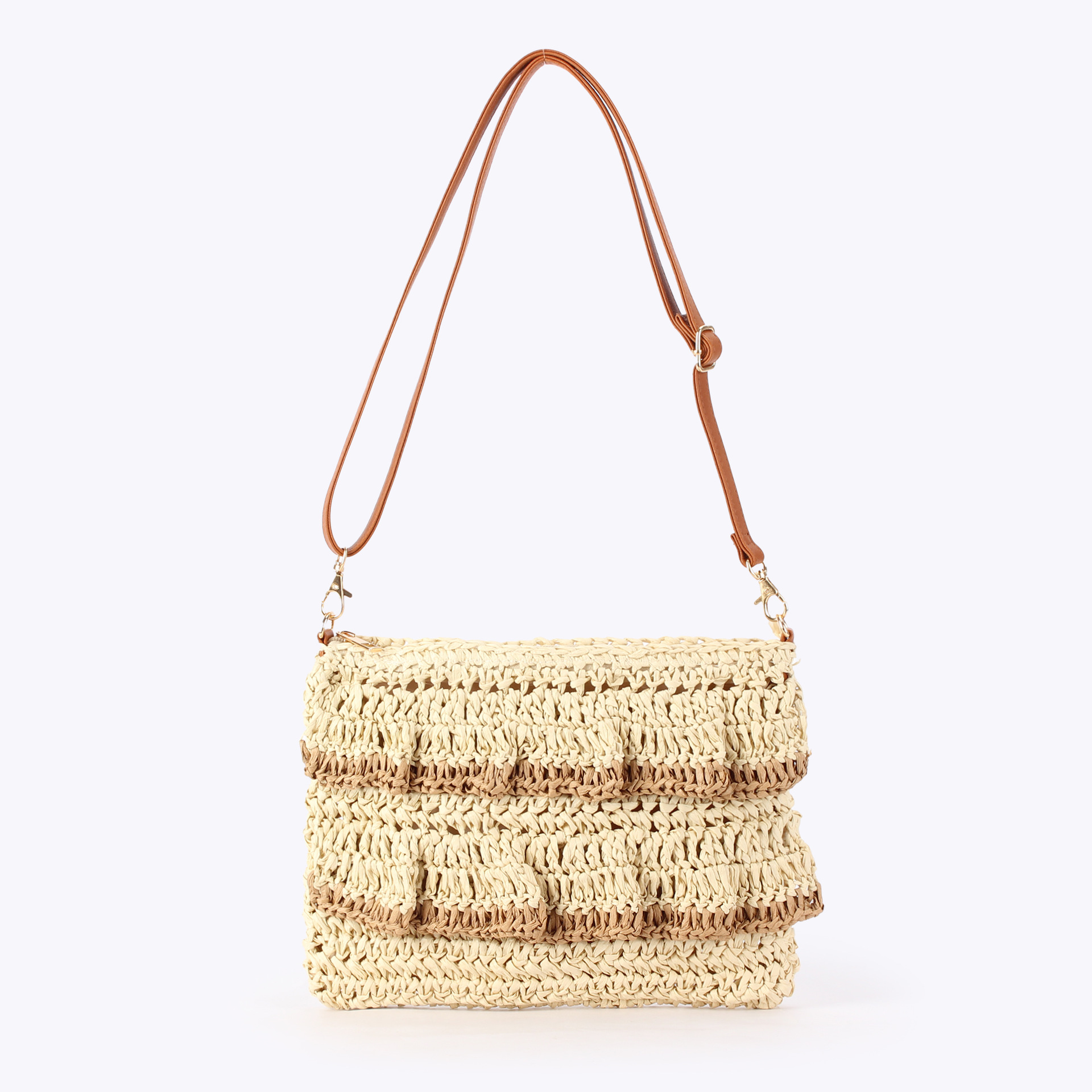 New lace-woven InS-style straw bag, a versatile, niche and high-end women's bag for a seaside vacation, daily casual wear full image