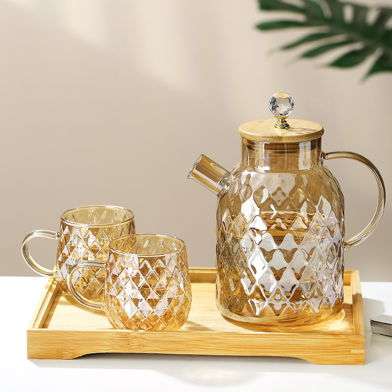 High borosilicate heat-resistant and cold-resistant water kettle, large-capacity cooling water kettle, household teapot, juice and beverage teapot, light luxury Lanling teapot Specification image