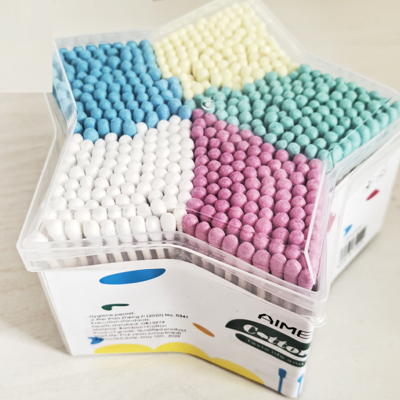 500 colored cotton swabs, large quantity, disposable double-headed makeup cotton swabs, box set, household in-stock ear cleaning cotton swabs Application Scenario