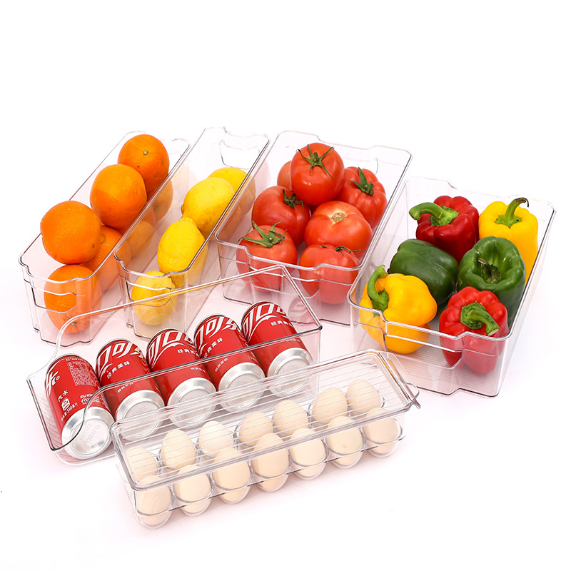 Plastic refrigerator storage box six-piece set, drawer-type transparent rectangular food preservation box, food and egg storage box