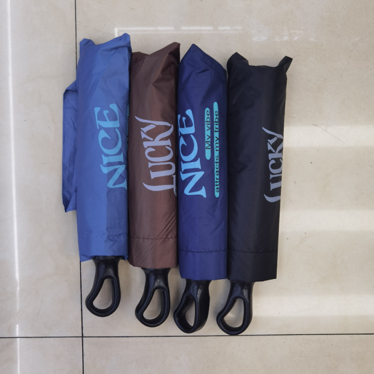 New folding umbrella with a circular handle, English letter 10 bone black rubber gift umbrella, all-weather and all-weather sunshade