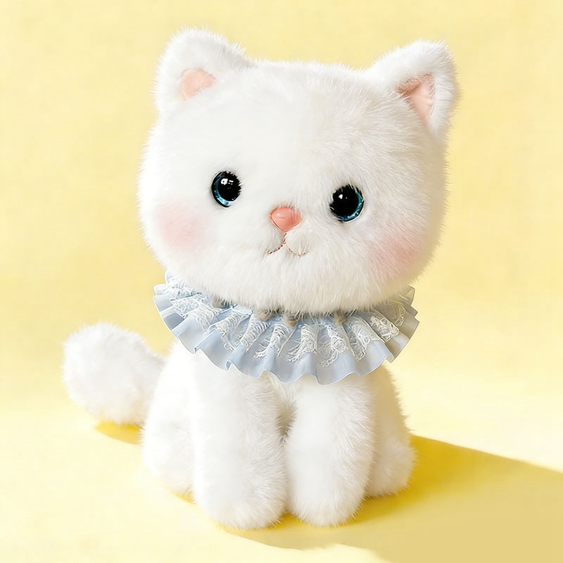 跨境贝拉猫花边款可爱猫咪毛绒玩具公仔玩偶安抚抱枕娃娃生日礼物