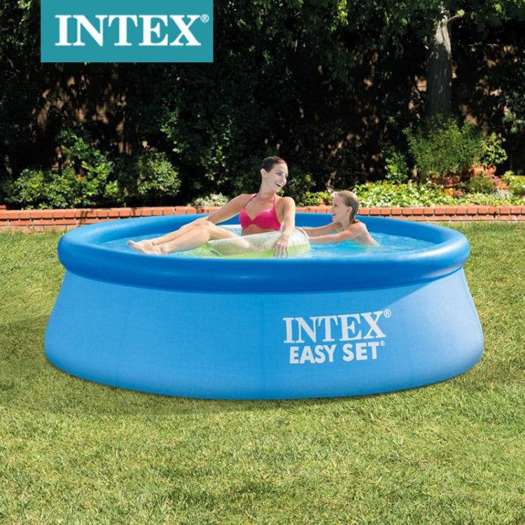 INTEX28106野营充气游泳池8尺碟形水池天台充气戏水池夏日游泳