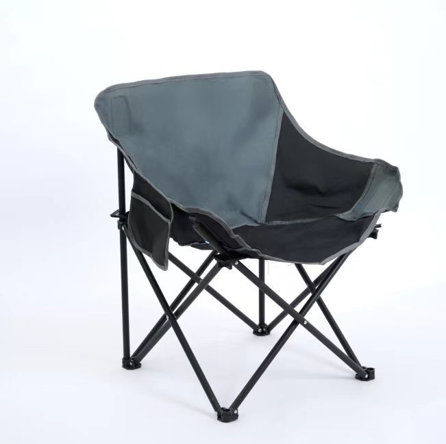 Outdoor thickened folding chair with portable backrest, cross-border camping, fishing, lazy person's leisure, color-blocked moon chair, outdoor beach Item Picture
