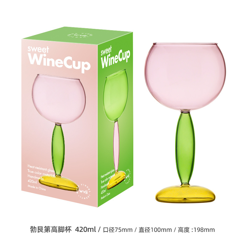 High borosilicate colored glass, pure handcrafted, internet-famous creative wine tall glass, Bordeaux red wine glass decanter Item Picture