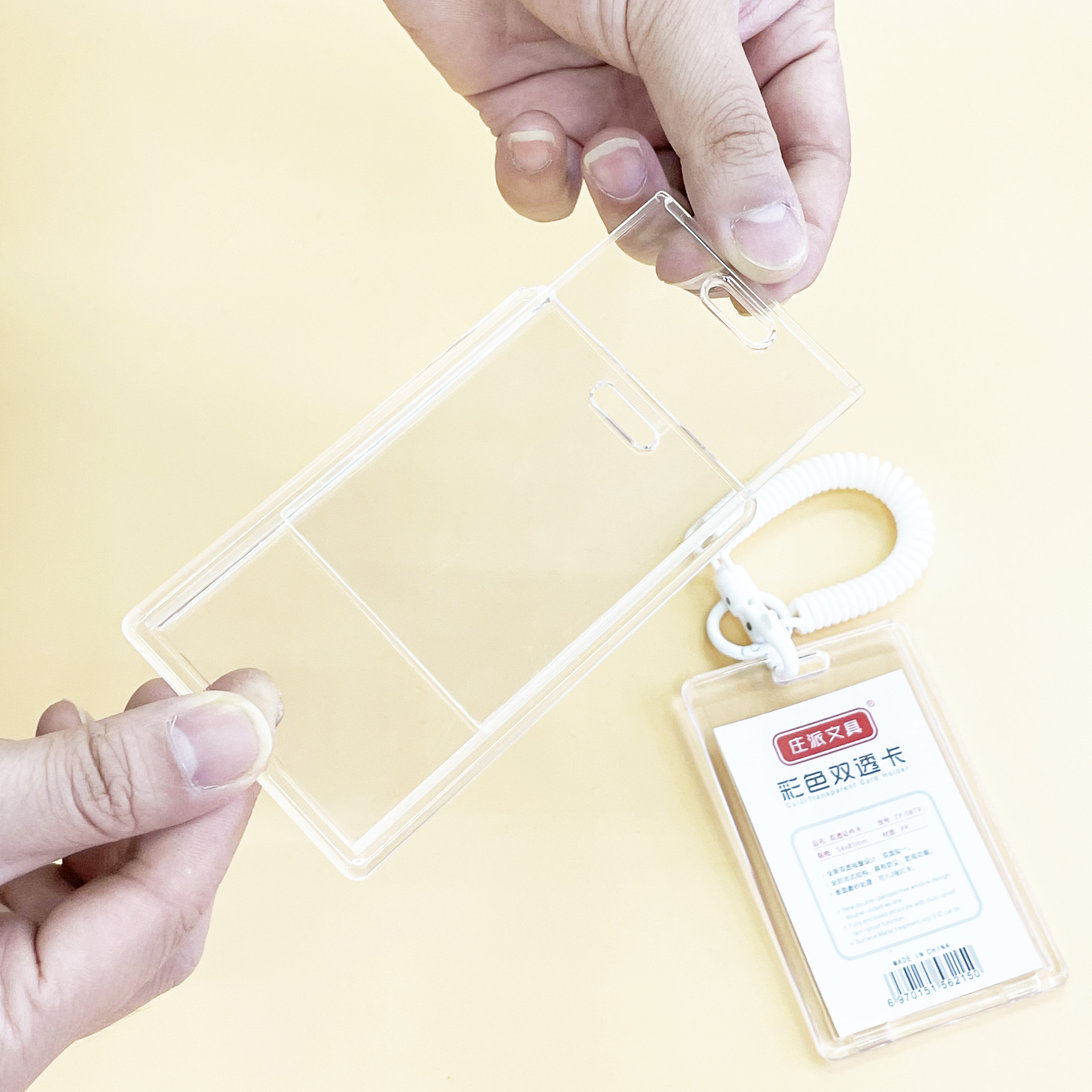 Transparent double transparent card sleeve with white spiral rope table card and acrylic board billboard details Picture