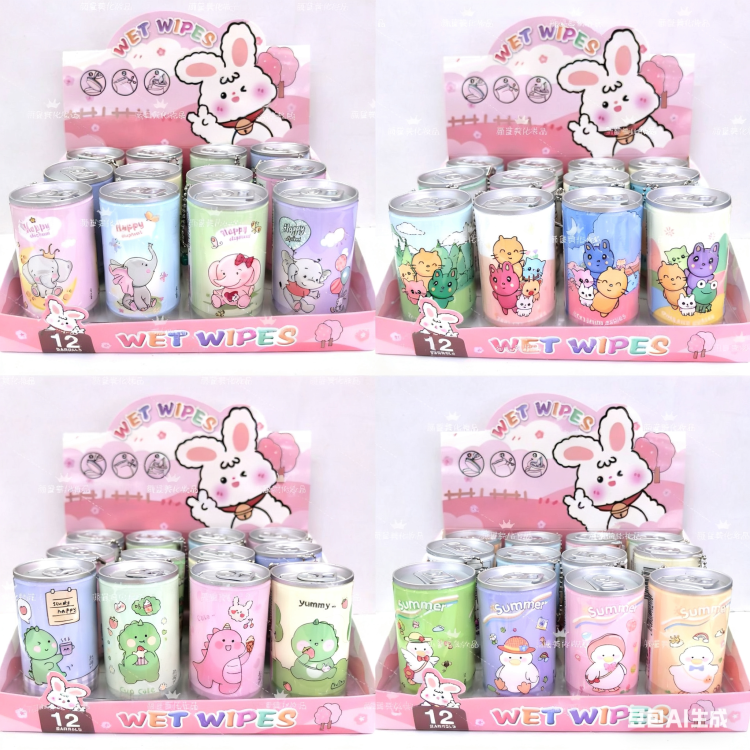 跨境爆品罐装湿巾迷你易拉罐可乐罐便携式桶装清洁卫生湿纸巾批发细节图