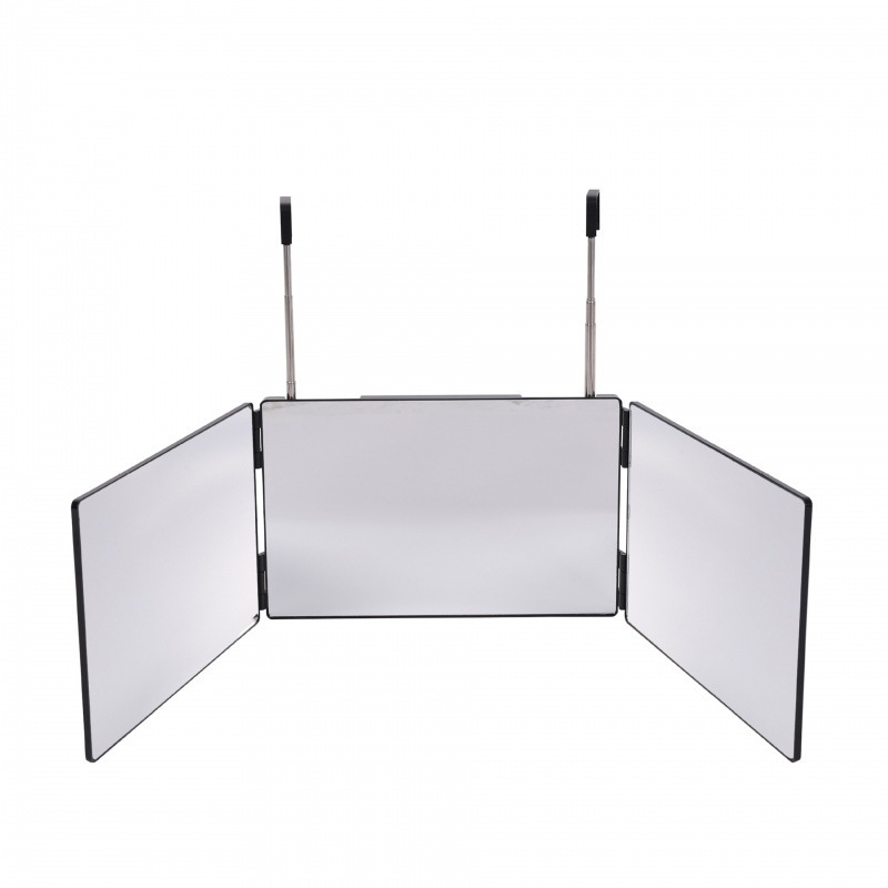 跨境专供可伸缩挂钩悬挂式化妆镜 三面折叠高清化妆镜