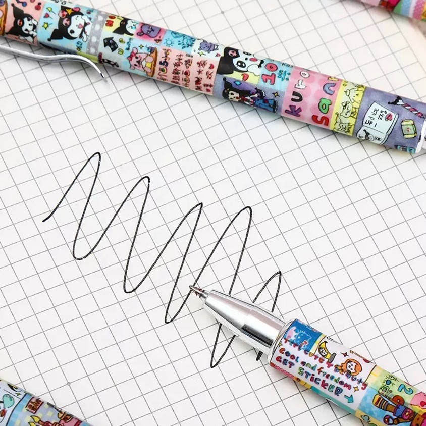 Cartoon cute press pen st High appearance level student practice pen, girl gel pen, comic style black gel pen Specification drawing