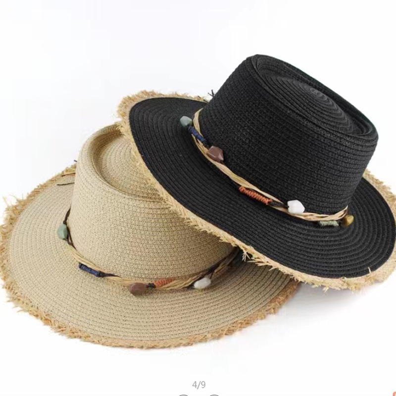 Wholesale of cross-border jazz hats with square buttoned domes, Panama Lafite flat-topped straw hats, and travel sunshade wide-brimmed top hats Application Scenario