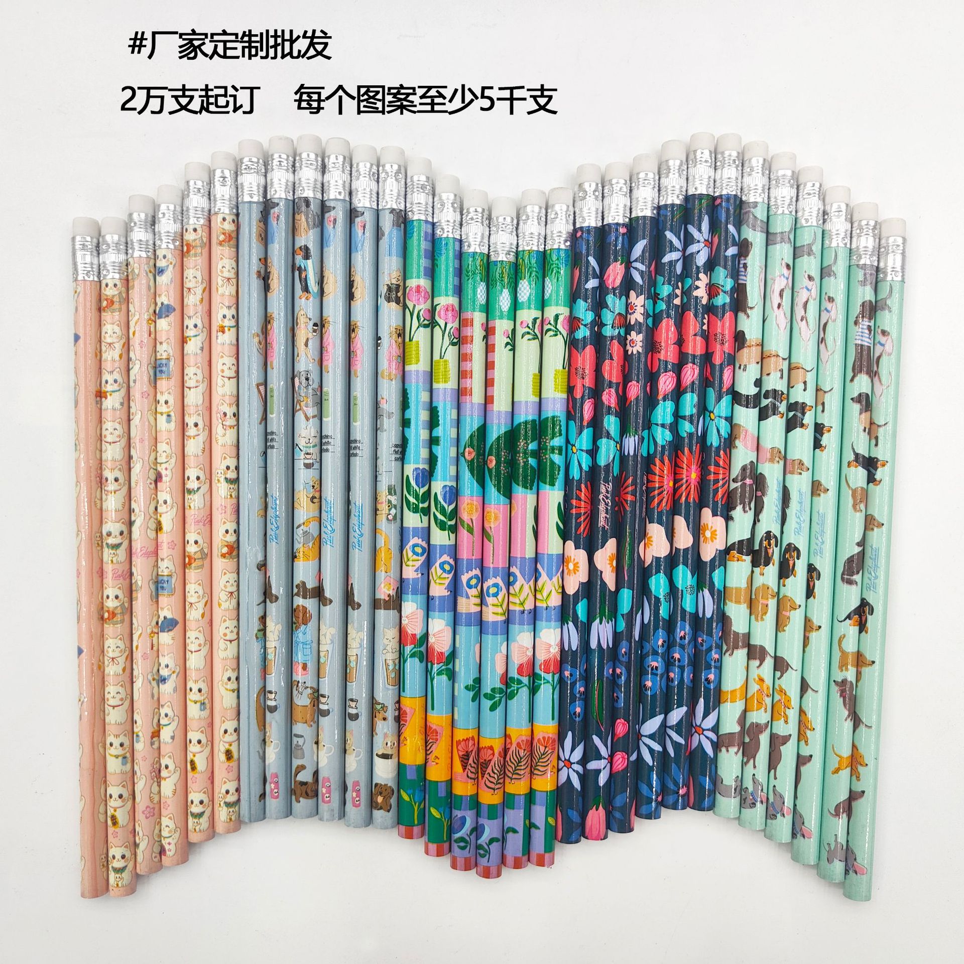 Customized cartoon wooden pencils with erasers, heat transfer films, training and promotion, student gifts, factory customization and wholesale Specification image