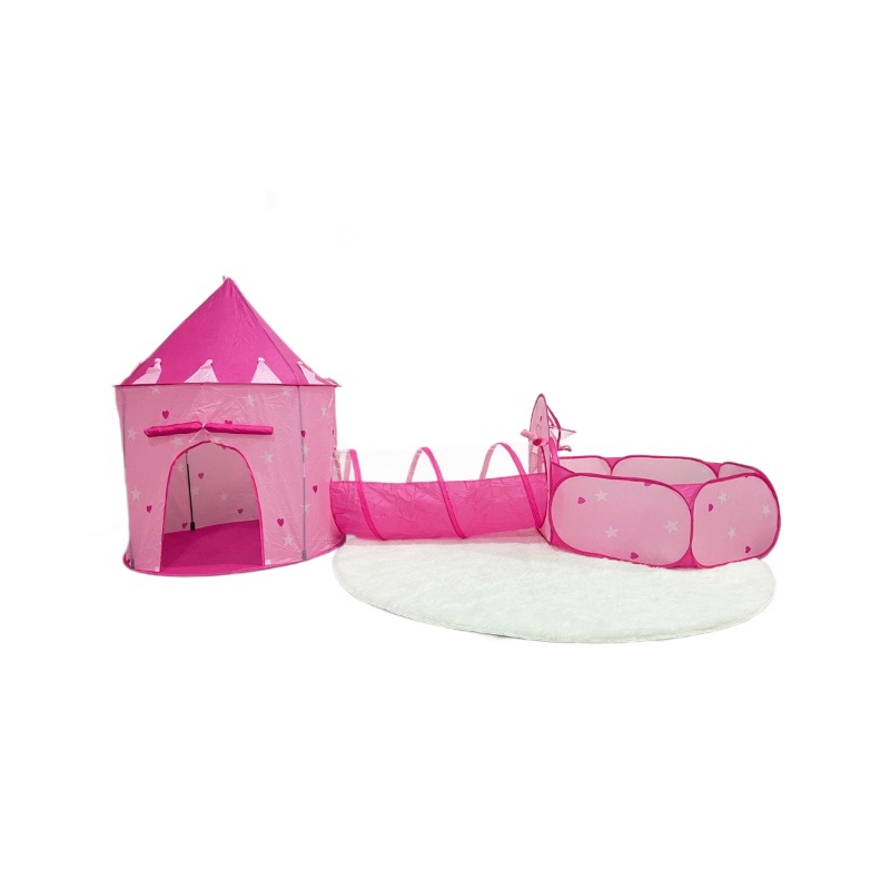 Casa de juego interior para niños al por mayor transfronteriza peach heart creeper tunnel body sense training juguetes para niñas tienda de tres piezas Specification image