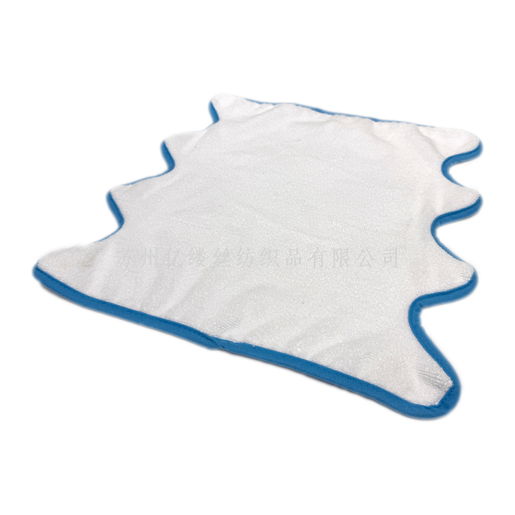 China Yiwu warp knitted double-sided combed microfiber towel fabric, knitted irregular-shaped edge absorbent bathrobe, kitchen household cleaning cloth Specification image
