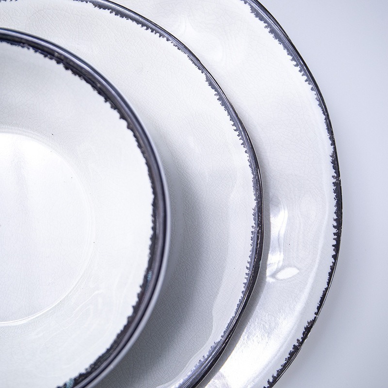 Melamine white porcelain imitation round shallow plate, hotel, restaurant, commercial buffet plate, melamine tableware OEM details Picture