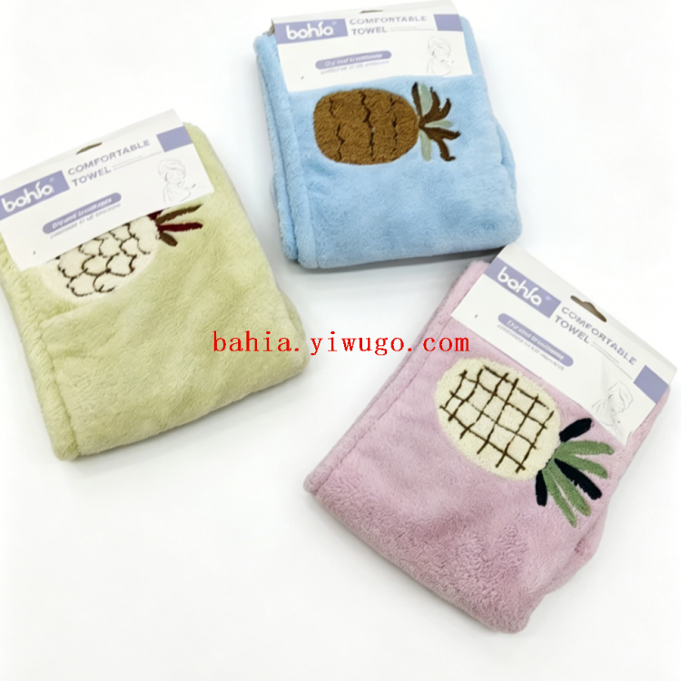 Cartoon dry hair cap for women, super absorbent and quick-drying coral fleece thickened soft hair drying towel