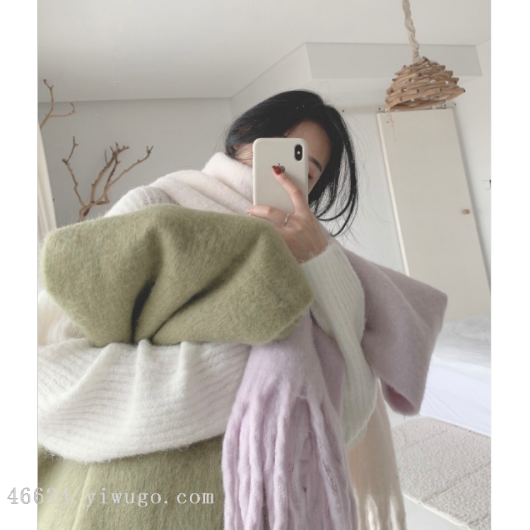 Cross-border scarf wholesale e-commerce live-streaming supply chain supply of macaron thick beard scarves Specification image