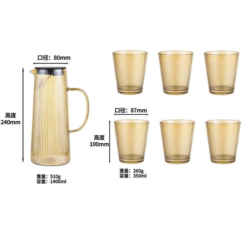 Cold water bottle, glass heat-resistant, high-temperature explosion-proof, household large-capacity water bottle, refrigerator water cup, teapot set, cold water bottle Item Picture