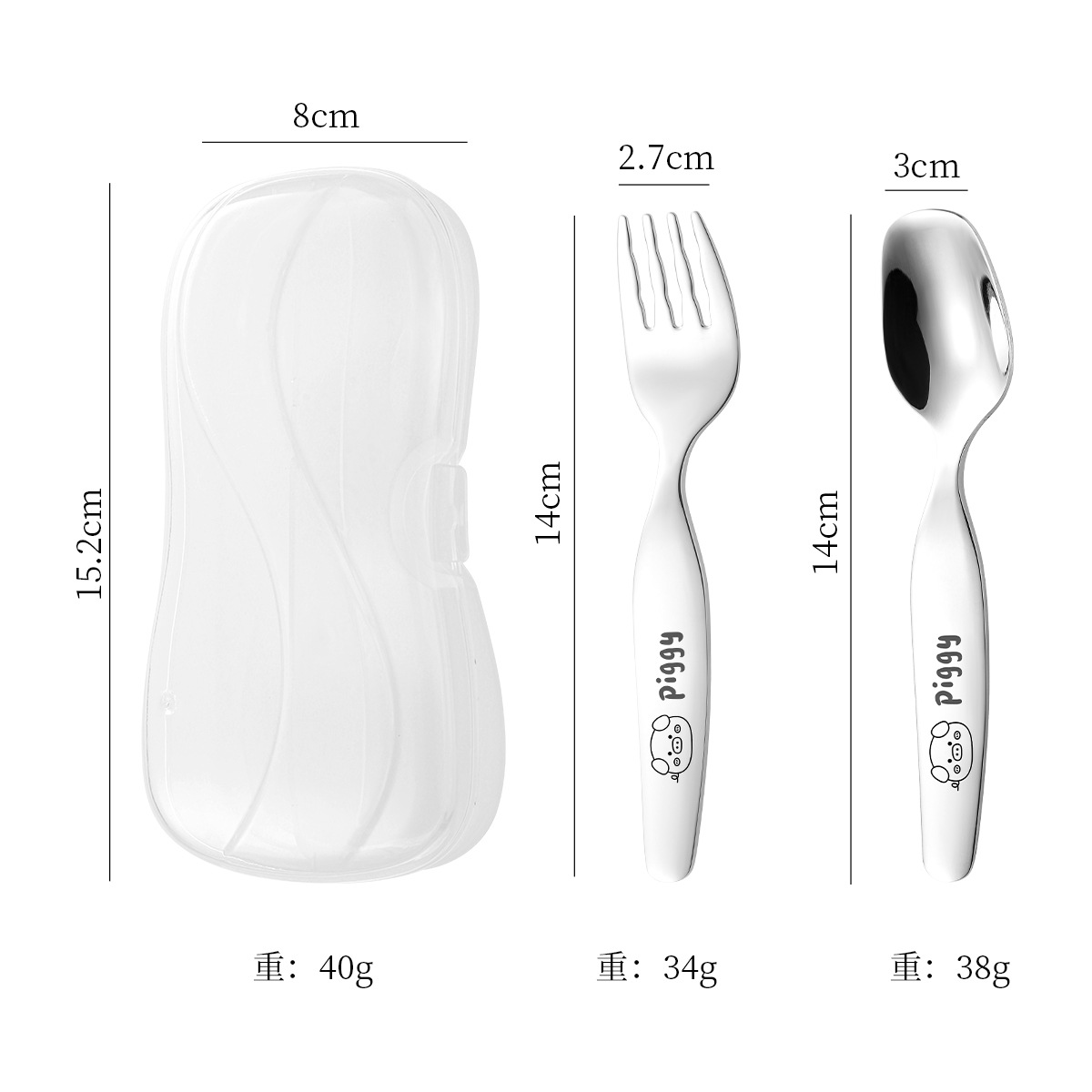 Children's spoons, 316 stainless steel spoon and fork set, cartoon animal soup spoon, mini spoon, cute and fun children's tableware Item Picture