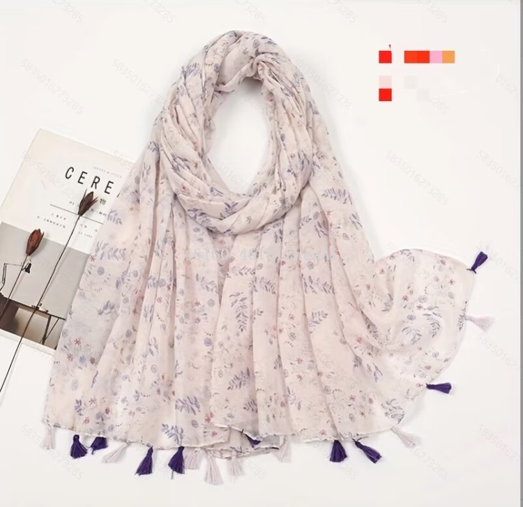 New cross-border export printed long scarf e-commerce live-streaming scarf wholesale supply chain supply Specification image