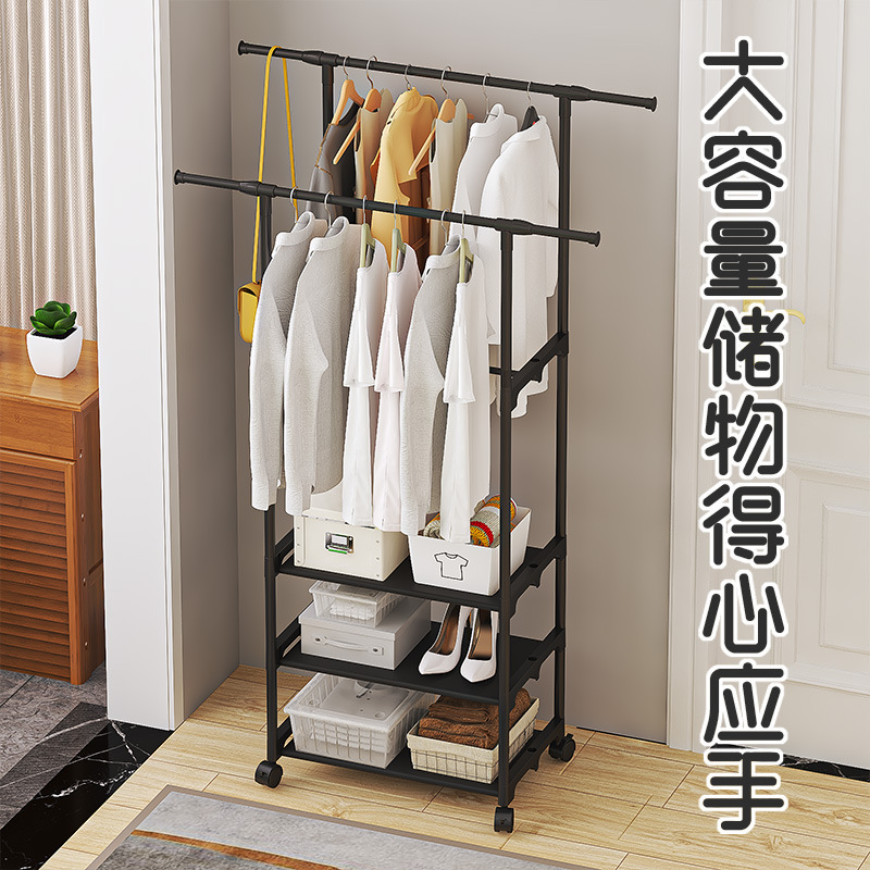 外贸简易衣帽架卧室多功能落地衣鞋架收纳架晾衣架衣帽架