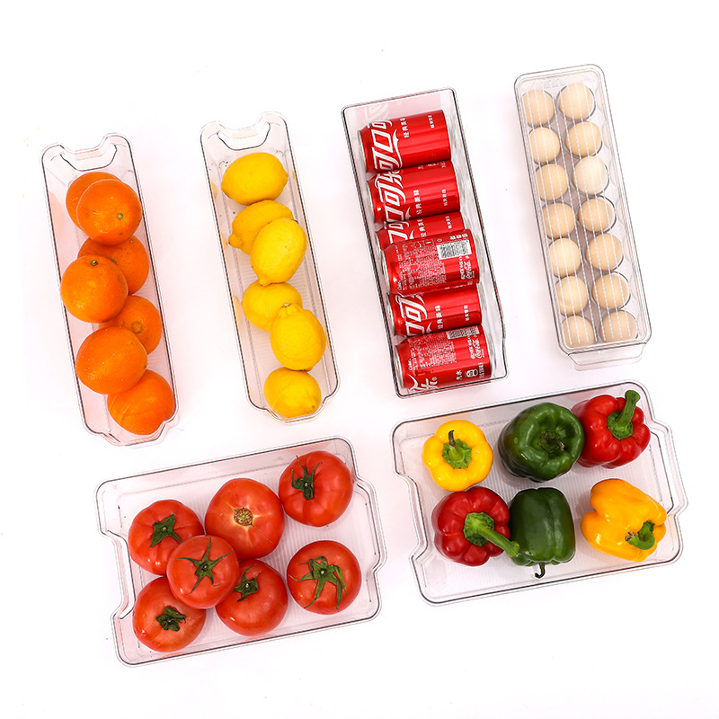 Plastic refrigerator storage box six-piece set, drawer-type transparent rectangular food preservation box, food and egg storage box Application Scenario