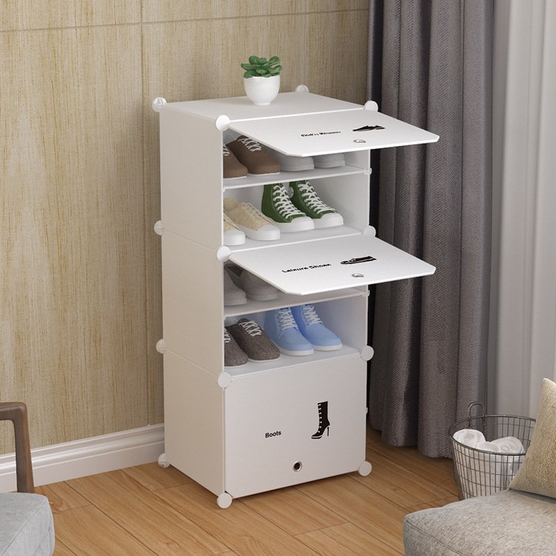 实木玄关斜插式双开门鞋柜收纳盒大容量储物柜防尘防潮