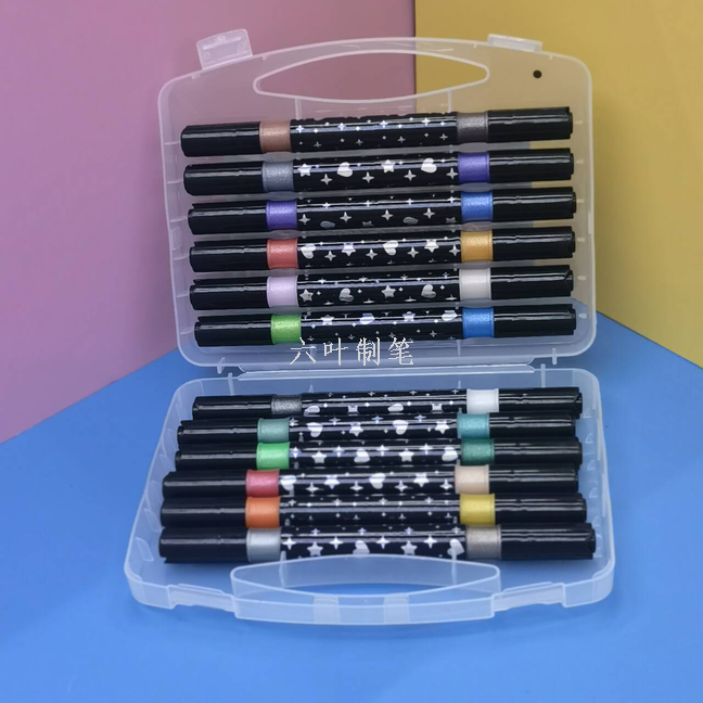 Acrylic marker pen double-headed silver flash graffiti DIY magic tool, quick-drying and environmentally friendly Specification image