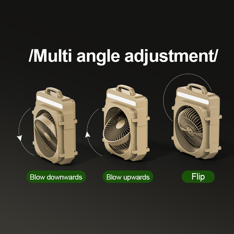 A large-capacity USB charging mini portable fan with a reversible vertical table fan for outdoor camping, picnics and fishing Item Picture