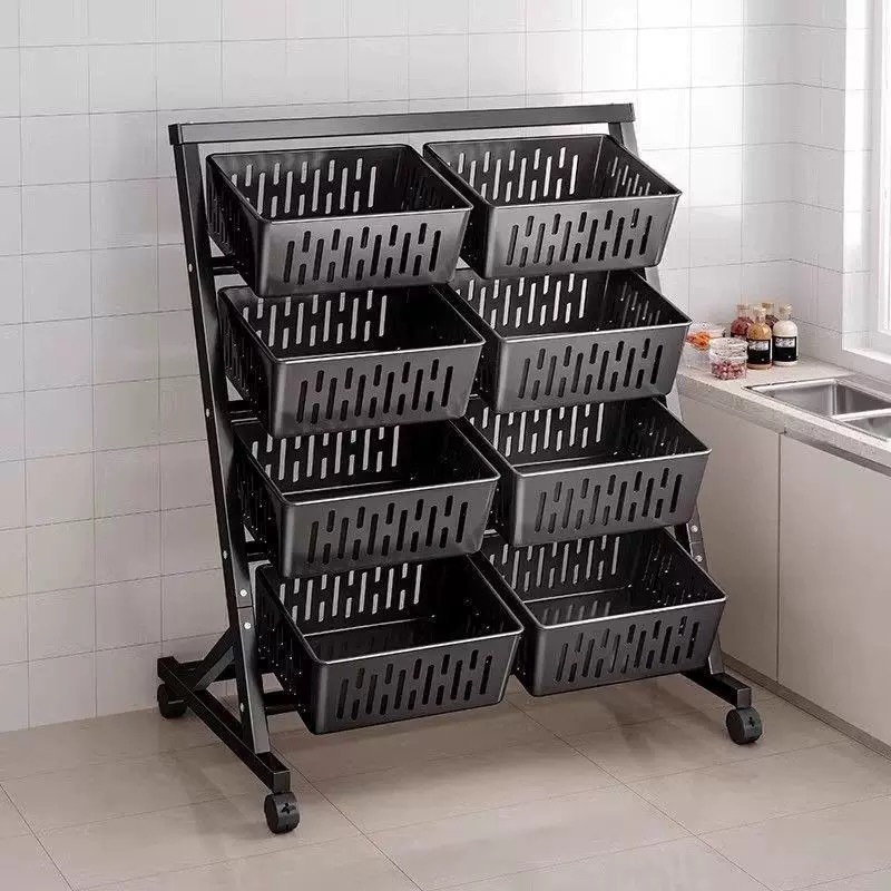 Estante de cocina cesta de múltiples niveles de suelo carrito doméstico cesta de almacenamiento de bocadillos estante multifuncional de almacenamiento de frutas y verduras Specification image