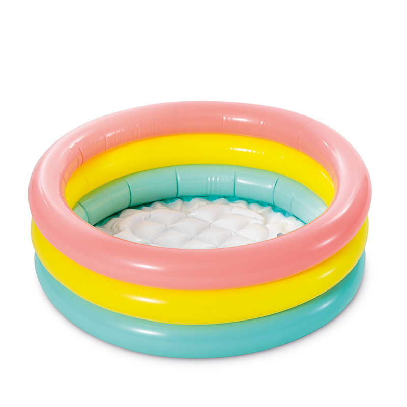 INTEX57107 Fluorescent inflatable baby water pool, baby toy pool, bathtub, Rainbow Three-ring children's water play pool Application Scenario