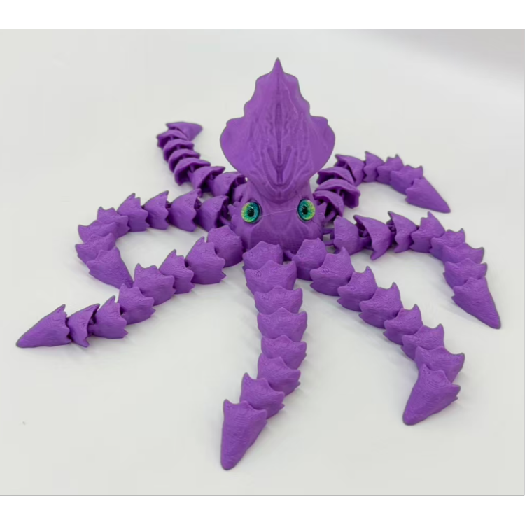 26*8cm3D打印章鱼玩具 关节可动 创意潮玩玩具白底实物图