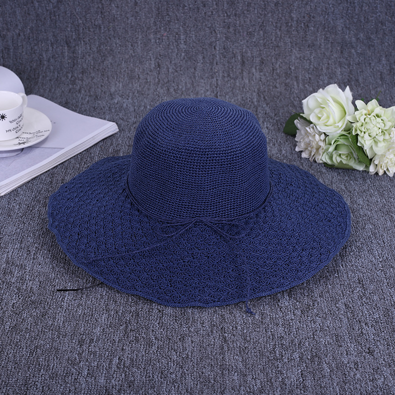 Wholesale of new summer women's wide-brimmed beach hats in Korean style, foldable outdoor casual sun protection hats