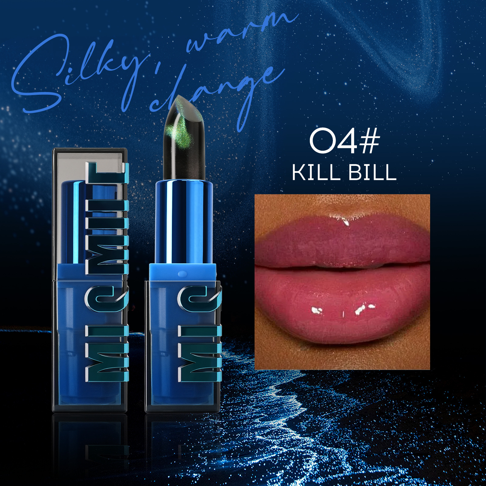 Imported cat's eye temperature-changing moisturizing lipstick, fashionable, waterproof and long-lasting glitter powder stick Item Picture