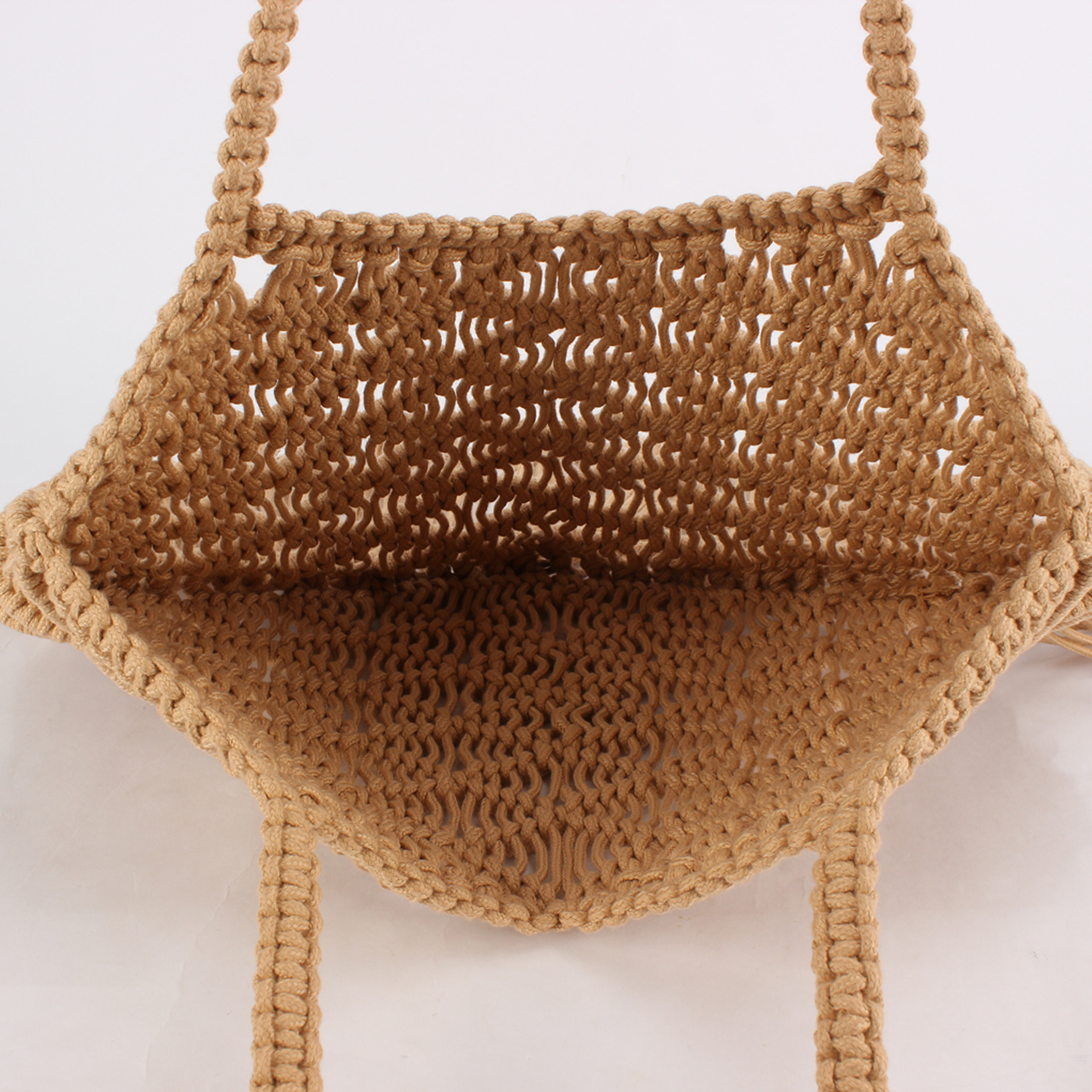 New cotton rope tassel Bohemian-style hand-woven bag, a versatile women's bag for beach vacation and daily casual wear details Picture