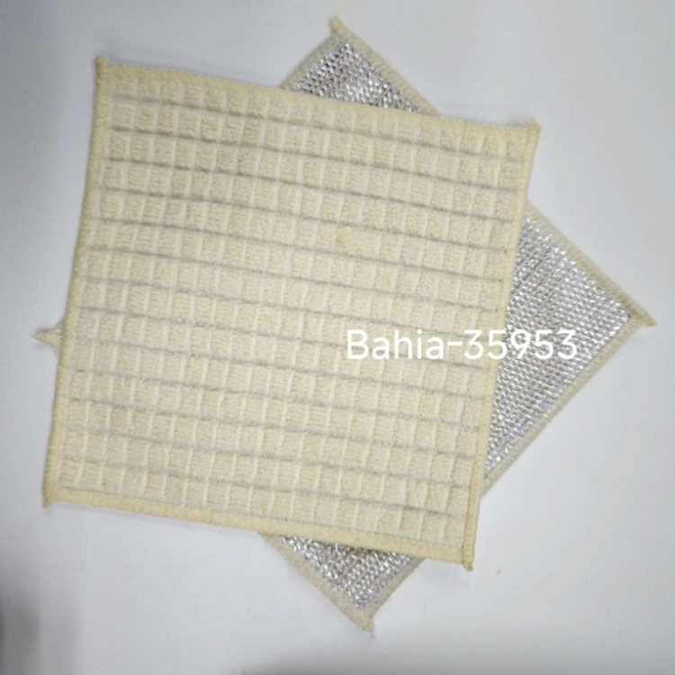 Double-layer composite silver wire dishwashing cloth with a grid pattern, and dishwashing cloth for POTS and pans details Picture