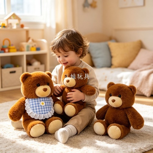 Cute brown teddy bear, plush toy, pillow, fabric toy, children's gift, warm companion