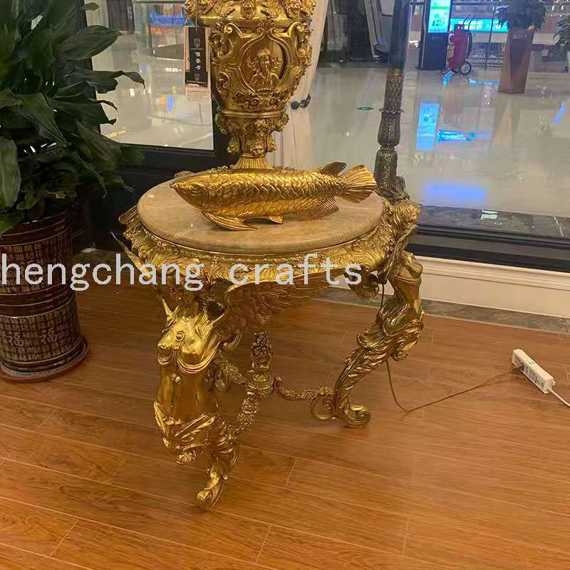 新欧式豪华铜大理石雕边角桌