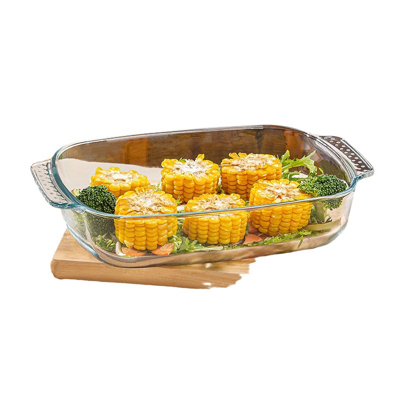 高硼硅玻璃烤盘家用烤箱烘焙盘微波炉烤鱼盘烤肉盘耐热烤烤皿白底实物图