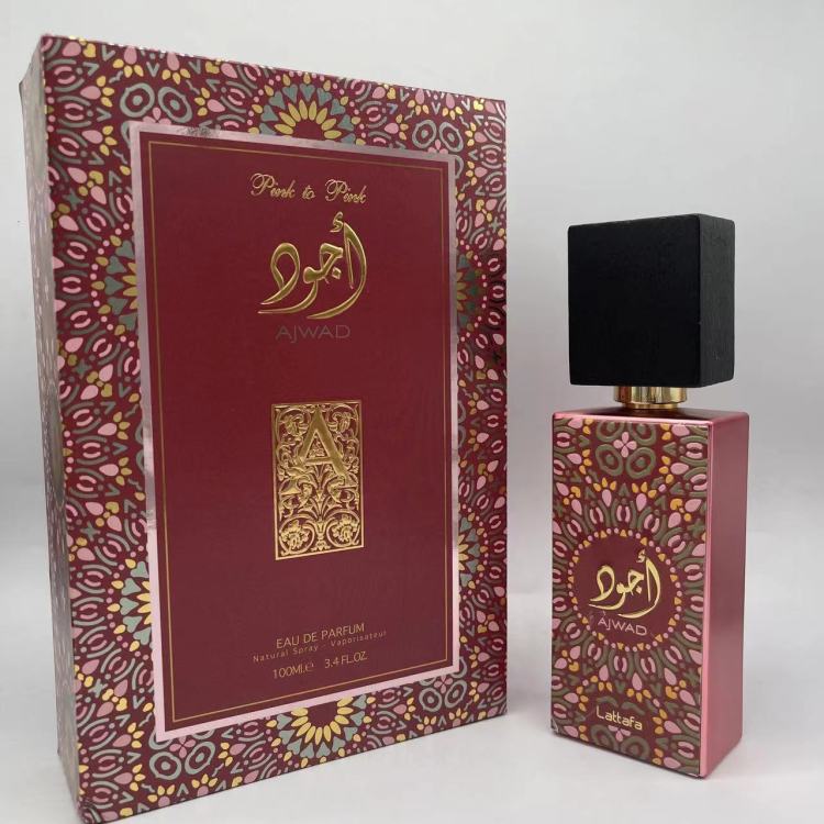 Comercio exterior venta caliente estilo explosivo LATTAFA AJWAD perfume árabe Medio Oriente dubai 100ml paquete de caja de regalo de lujo details Picture