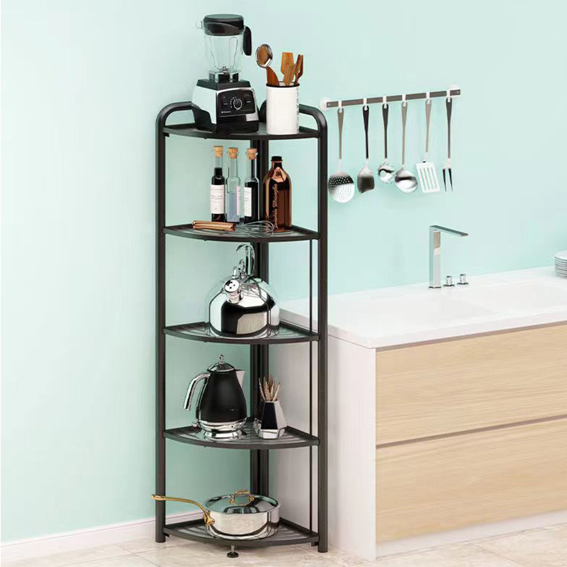 Carbon steel four-layer foldable floor-standing simple style bathroom storage rack with large capacity and small floor space, corner storage rack