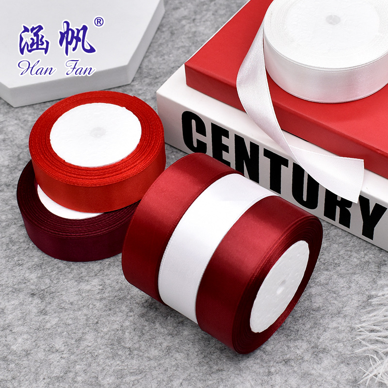 Factory special offer: 2.5cm ribbon gifts, flower packaging ribbons, polyester webbing, wedding cake ribbons, decorative silk Specification image