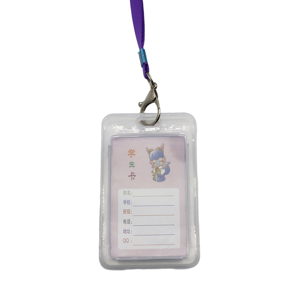 Simple and large-capacity transparent card holder anti-loss lanyard design, student campus meal card, access control pass, employee name tag Specification image