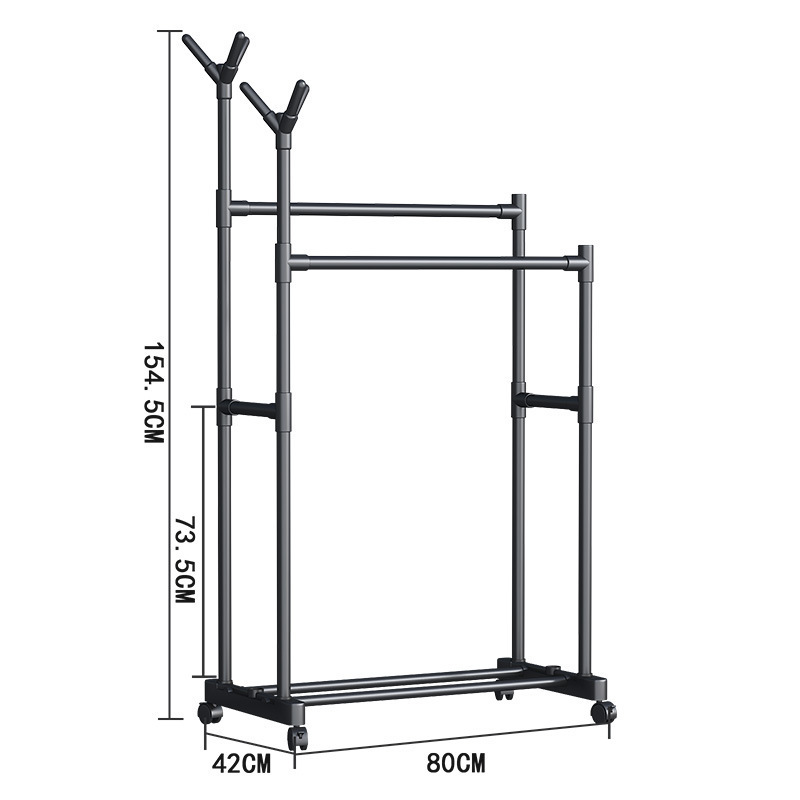 Traspaso transfronterizo de cabello simple rack de ropa colgador de piso montaje de dormitorio colgador de piso rack de almacenamiento de ropa Application Scenario