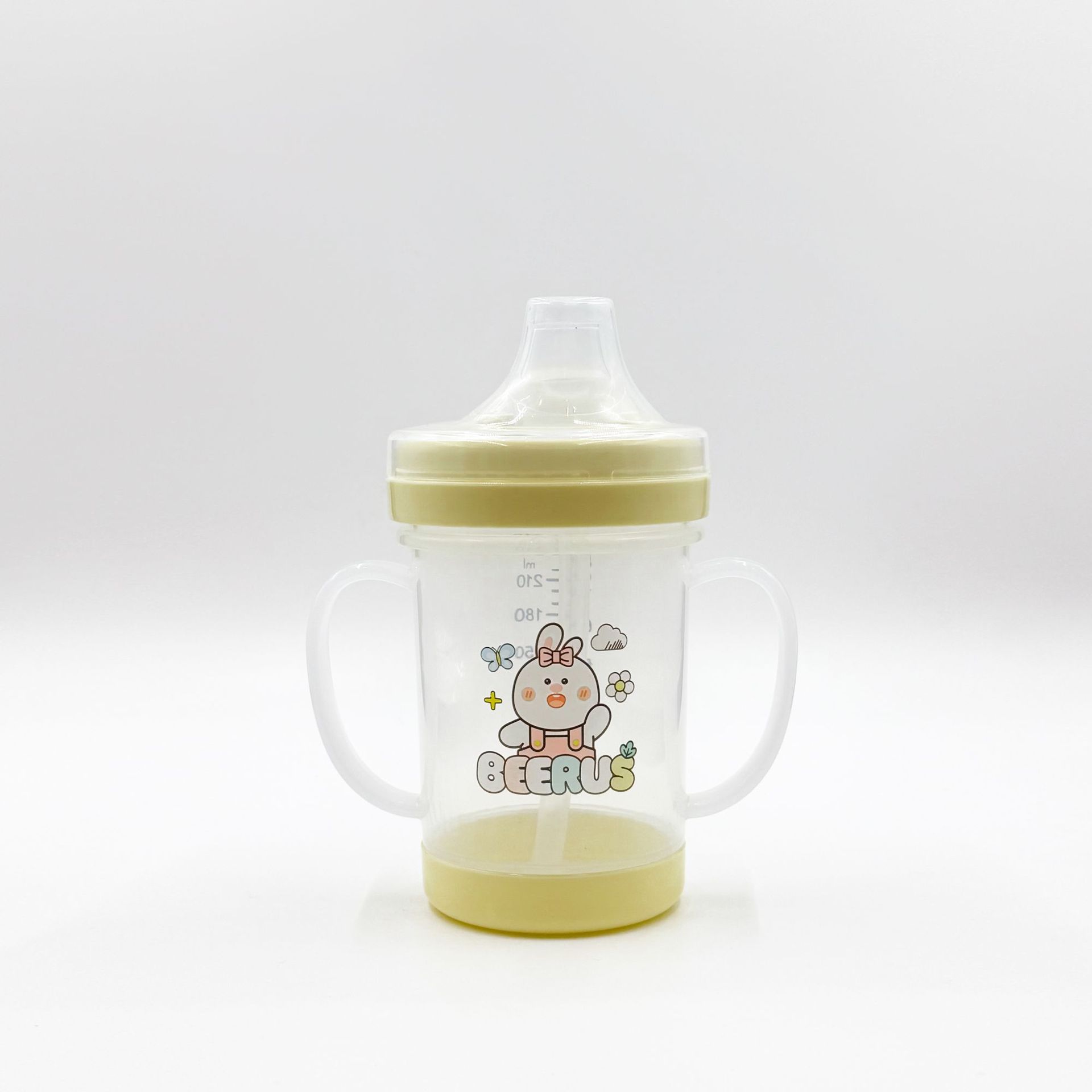 Infant and toddler duckbill drinking cup 240ML with lid, heat-insulating, anti-drop and leak-proof drinking cup, children's water cup with handle Item Picture