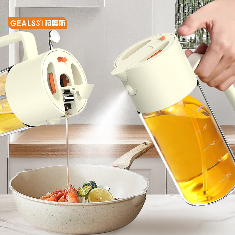 The third-generation spray oil pot, household dual-purpose reverse spray high borosilicate glass spray oil bottle, air fryer spray oil pot Specification image