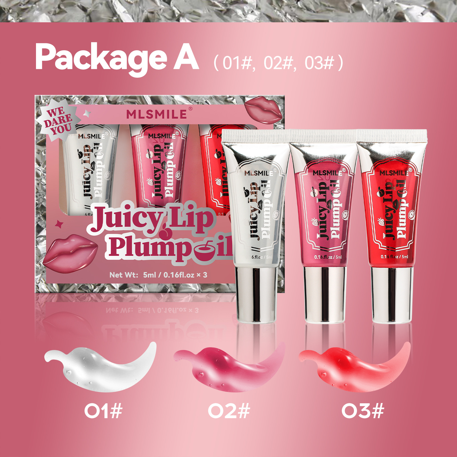 Roll-on lip gloss set - Transparent moisturizing lip balm, big mouth, plump lips, lip oil Specification image