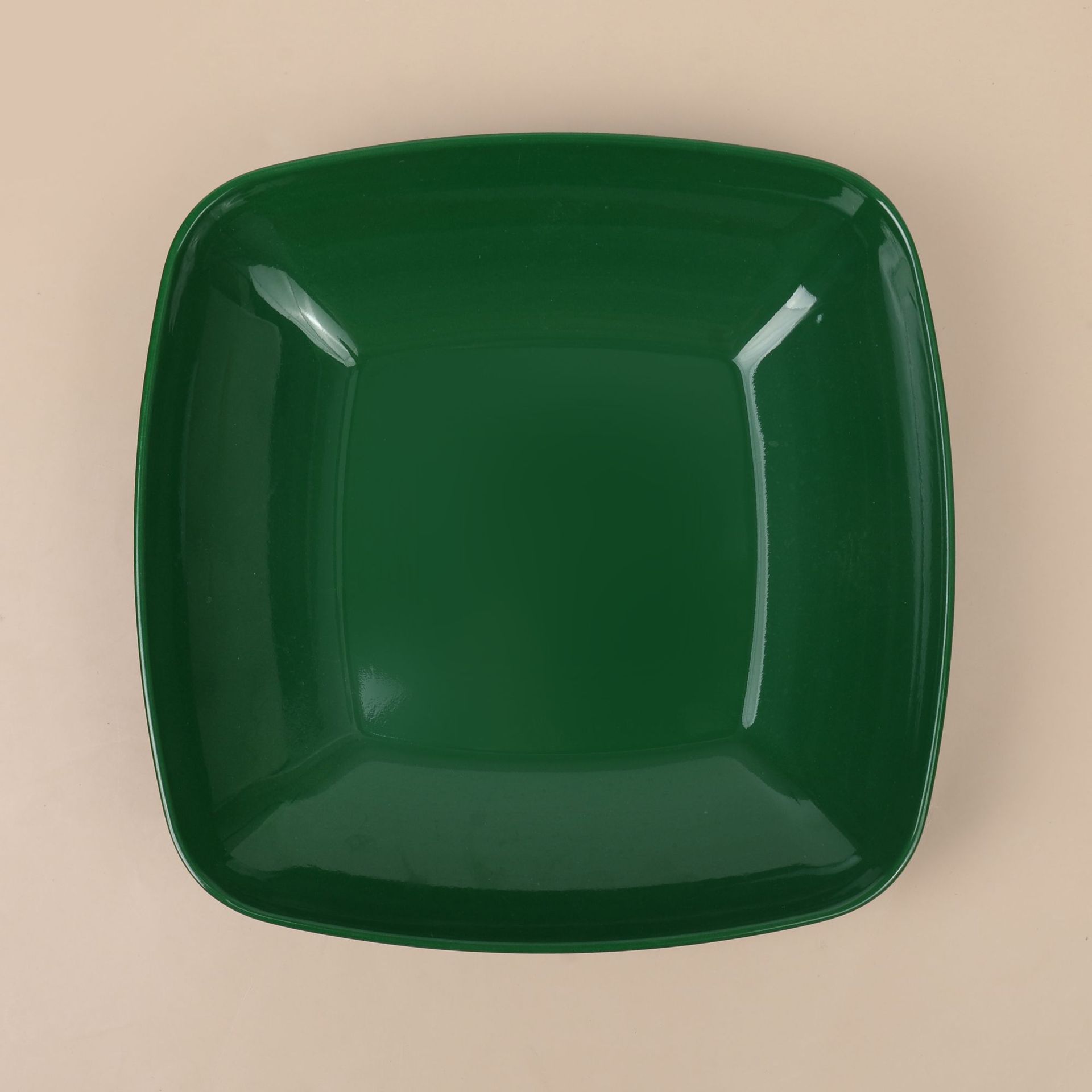 Green melamine tableware round plates, flat plates, deep plates, vegetable plates, dinner plates, Western plates, commercial imitation porcelain round plates Item Picture